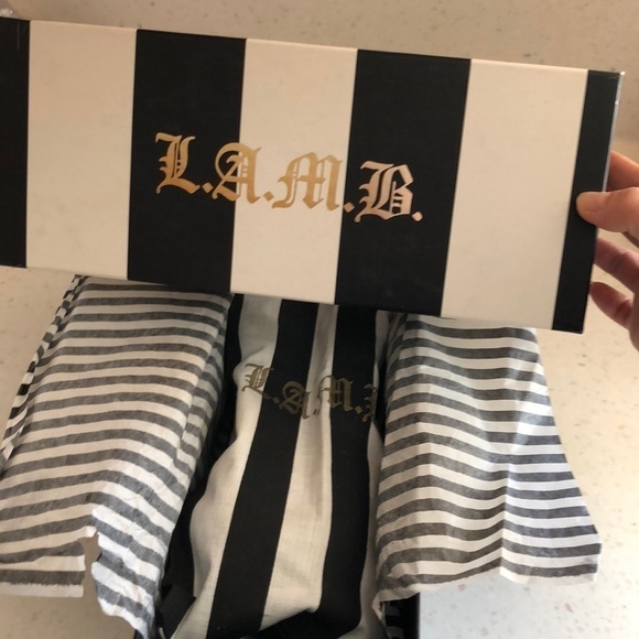 Vintage L.A.M.B. “Grisel” 7.5 Leather Peep Toe Ballet Flats Black White Shoe EUC - Picture 12 of 16